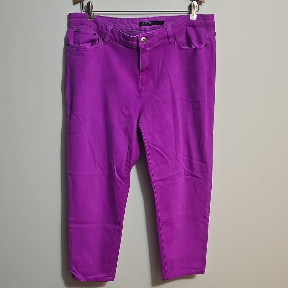 Ralph Lauren Vibrant Purple Ankle Jeans Premier Skinny Cropped Size 16W